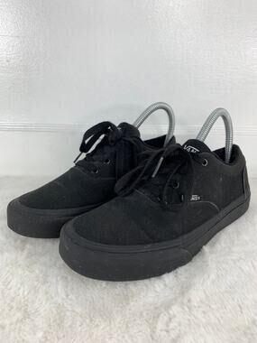Vans Off The Wall Black Low Lace-Up Canvas Sneakers Youth Size 4